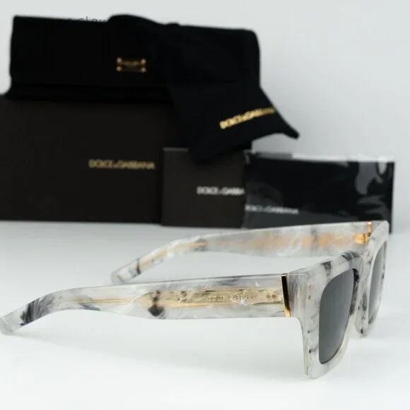 BRAND NEW D&G DG4413 342887 Grey Marble Grey Square Unisex Sunglasses